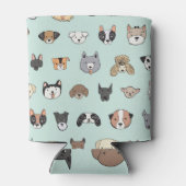 犬の顔:漫画のドードルパターン 缶クーラー (裏面)