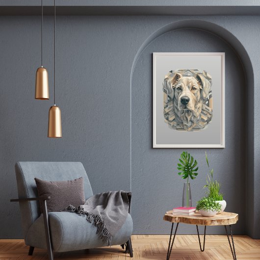 犬の顔lベージンググレーl美学モザイク[BD-B2] ポスター