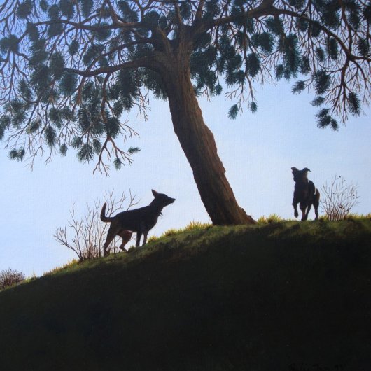 犬の風景公園の絵画風景の技術 カード