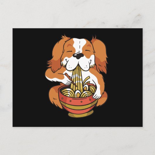 犬の食べラーメン ポストカード (正面)