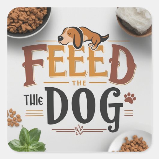 犬の食べ物のアラーム スクエアシール (正面)