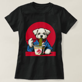 犬の食べ物ラーメンかわいいヴィンテージアー日本のト Tシャツ