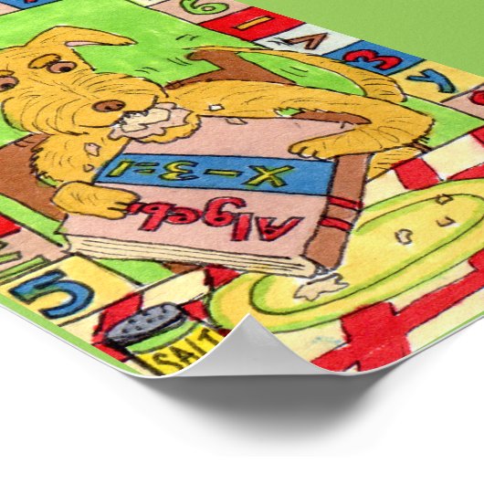 犬の食べ物数学の宿題ミニフォークアート ポスター (角)