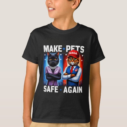 犬の食べ猫がペットを安全に保つよう議論する Tシャツ (正面)