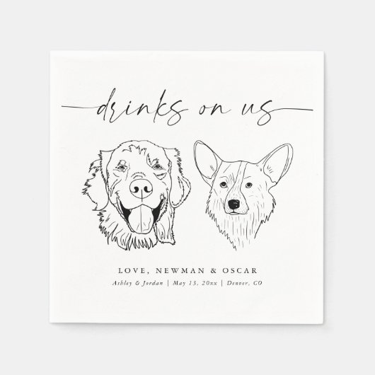 犬の飲み物結婚を選んで スタンダードカクテルナプキン (正面)