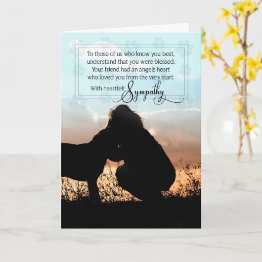 犬の飼い主の伝言を失ったペットの悔やみや弔慰 カード (黄色い花)