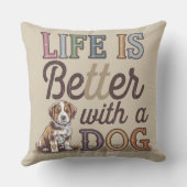 犬の飼い主の愛犬派の方が人生は好い クッション (裏面)