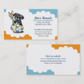 犬の飼育者シュナウザーの子犬の青いかんきつ 名刺 (正面/裏面)