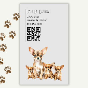 犬の飼育者トレーナーチワワ動物QRコード マグネット名刺