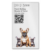 犬の飼育者トレーナーフランスのブルドッグQRコード犬 マグネット名刺 (正面縦)