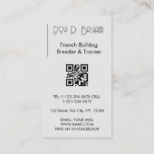 犬の飼育者トレーナーフランスのブルドッグQRコード犬 名刺 (裏面)