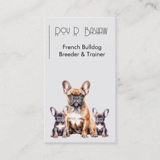 犬の飼育者トレーナーフランスのブルドッグQRコード犬 名刺 (正面)