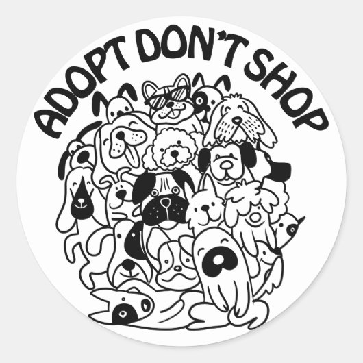 犬の養子縁組の救助ステッカー ラウンドシール (正面)