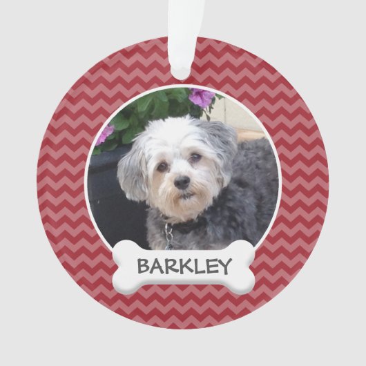 犬の骨が入ったかわいいペットの写真 オーナメント (正面)
