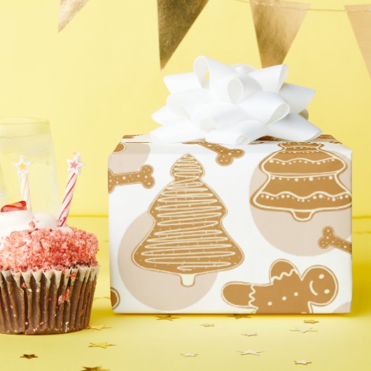 犬の骨とジンジャーブレッドCookie ラッピングペーパー (誕生日パーティー)