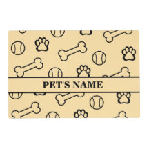 犬の骨とテニスボールパターンランチョンマット