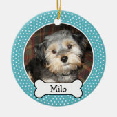 犬の骨とペットの写真 – サイド独身の付 セラミックオーナメント (正面)