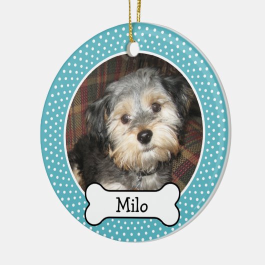 犬の骨とペットの写真 – サイド独身の付 セラミックオーナメント (左)