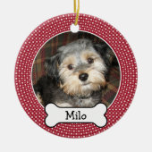 犬の骨とペットの写真 – 両面 セラミックオーナメント (正面)