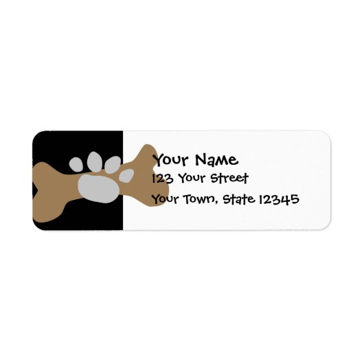 犬の骨と前脚の印刷 ラベル (正面)