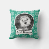 犬の骨と前足で撮影、緑 クッション (裏面)