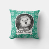 犬の骨と前足で撮影、緑 クッション (正面)