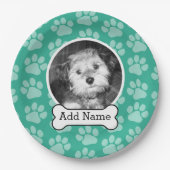 犬の骨と前足で撮影、緑 ペーパープレート (正面)