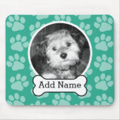 犬の骨と前足で撮影、緑 マウスパッド (正面)