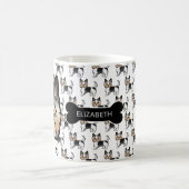 犬の骨と名前を持つBiewer Terrier Cartoon Dogs コーヒーマグカップ (中央)