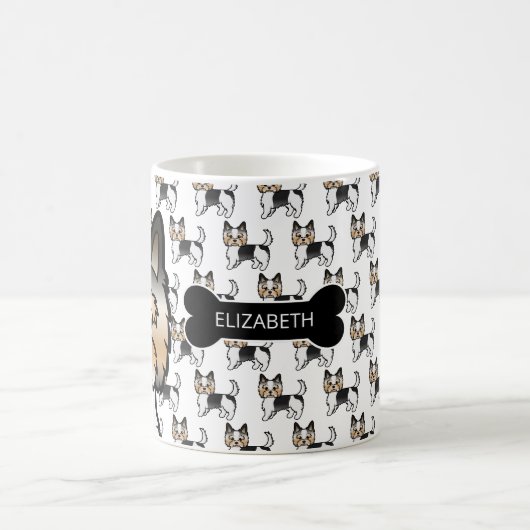 犬の骨と名前を持つBiewer Terrier Cartoon Dogs コーヒーマグカップ (中央)