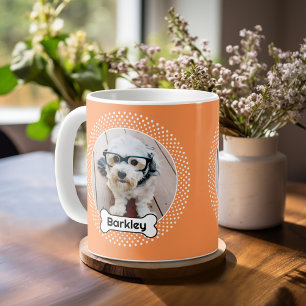 犬の骨と水玉模様ペットの写真フレーム コーヒーマグカップ