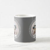 犬の骨と灰色の水玉模様ペットのフォトフレーム コーヒーマグカップ (中央)