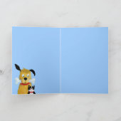 犬の骨と猫のタータンチェックパターン – Greeting Card カード (内部)