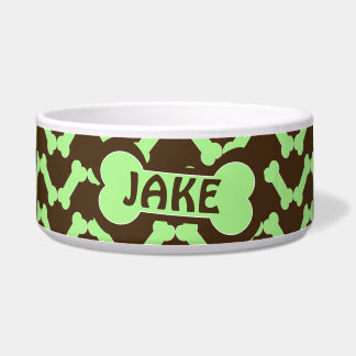 犬の骨のジグザグ模様（名前あり） ボウル