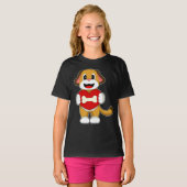 犬の骨のハート Tシャツ (正面フル)