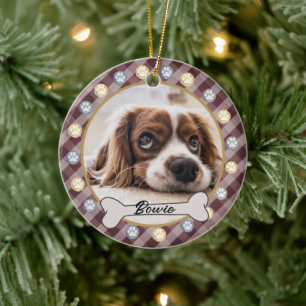 犬の骨の名前はクリスマスを歩く セラミックオーナメント
