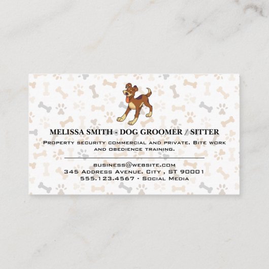 犬の骨の手のパターン | ハッピードギー | QRコード 名刺 (裏面)