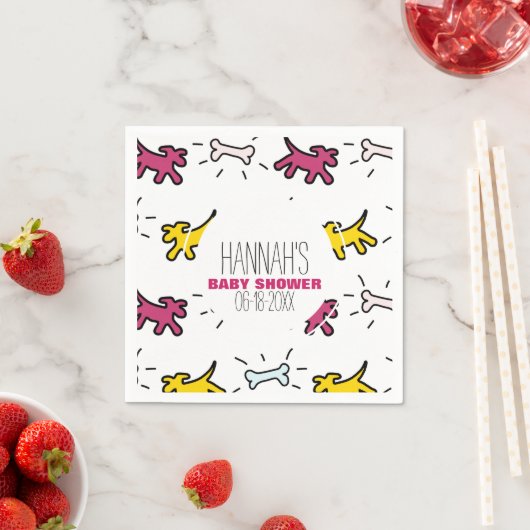 犬の骨グラフィティスタイルベビーシャワーPナプキン2 スタンダードカクテルナプキン (インサイチュ)