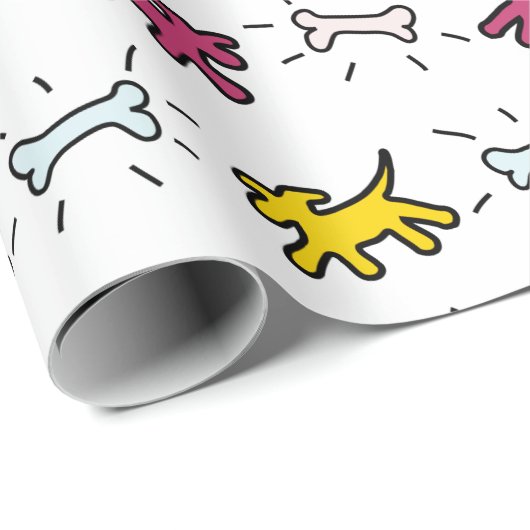 犬の骨グラフィティスタイル選択カラー折り返しWP2 ラッピングペーパー (ロールコーナー)