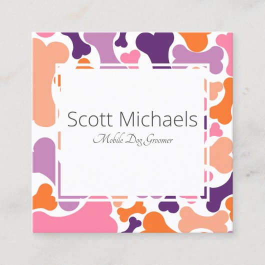 犬の骨ペットサービス スクエア名刺 (正面)