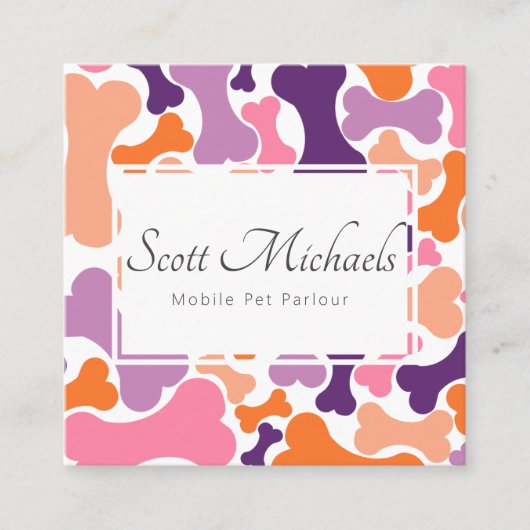 犬の骨ペットサービス スクエア名刺 (正面)