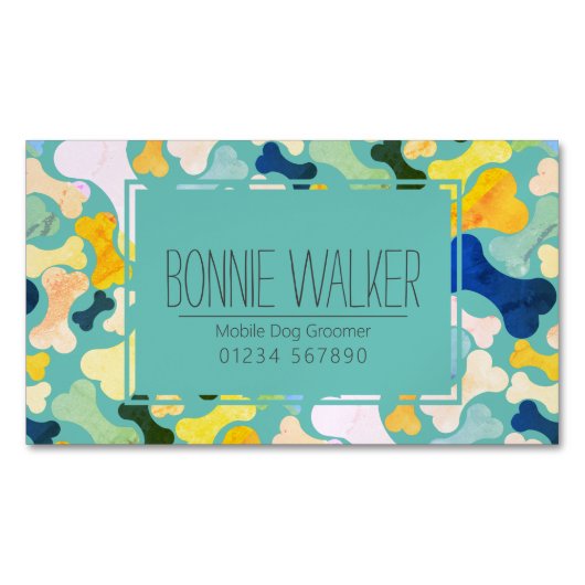 犬の骨ペットサービス マグネット名刺 (正面)