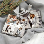 犬の骨4枚モダンの写真ペットコラージュ セラミックオーナメント<br><div class="desc">魔法と祝フェスティバルの休日のシーズンと私たちのの休日のペットの写真のコラージュのオーナメントカスタム。私たちモダンの休日のエレガントデザインはモダン4つの写真のコラージュのレイアウトの中に白い犬の骨のデザインを置モダンいて4つの写真の休日のコラージュのグリッドレイアウトを備えている。おカスタマイズペットの名前と年。</div>