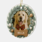 犬の骨 オーダーメイド 名前 写真 ホリデー クリスマス セラミックオーナメント (左)
