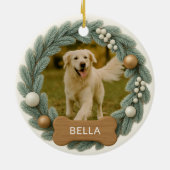 犬の骨 オーダーメイド 名前 写真 ホリデー クリスマス セラミックオーナメント (裏面)