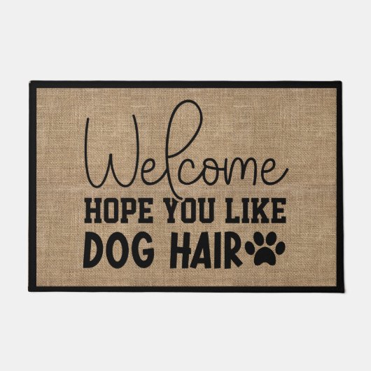 犬の髪の毛が好きなら歓迎バーラップフェイク ドアマット (正面)