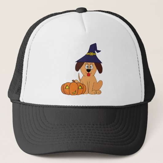 犬の魔女カボチャのハロウィーン キャップ (正面)