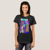 犬の魔法使い パグ 杖 魔法 スペル ファンタジー 魔術師 おやつ Tシャツ (正面フル)