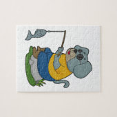 犬の魚釣りフィッシャーフィンシングロッド ジグソーパズル (横)