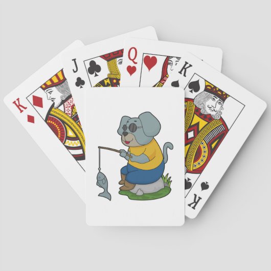 犬の魚釣りフィッシャーフィンシングロッド トランプ (裏面)